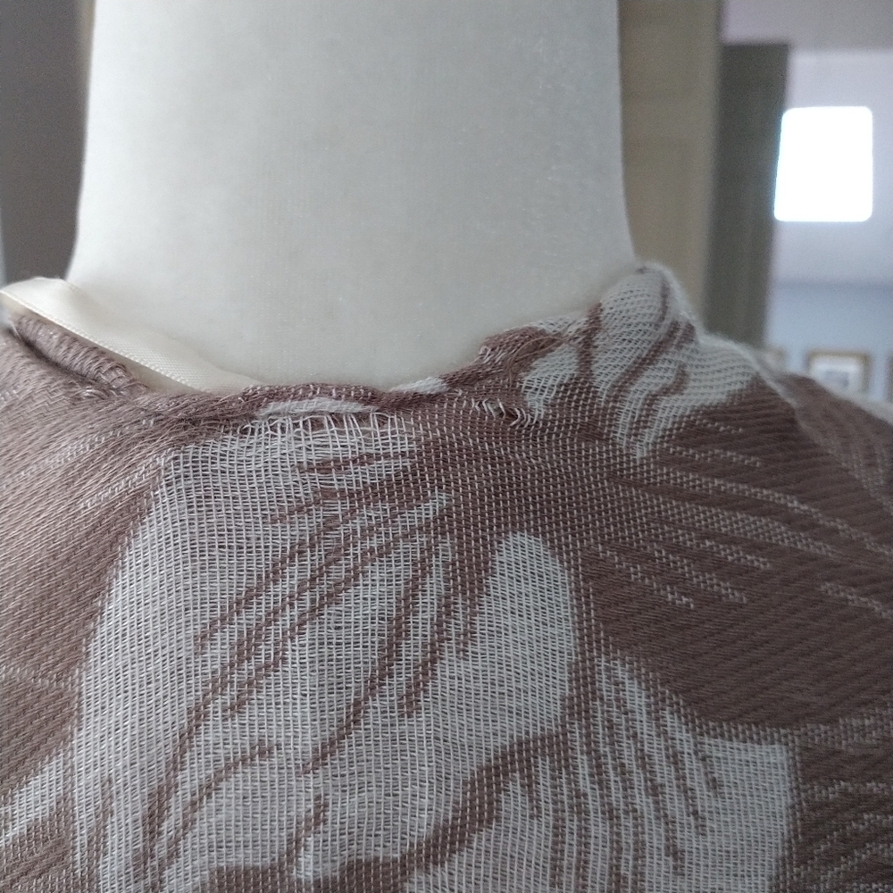 Simply Noelle Kimono Poncho Cape Shawl Wrap Taupe and Cream One Size - Picture 11 of 11